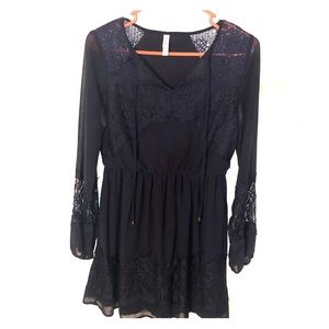 Navy blue Short lace dress